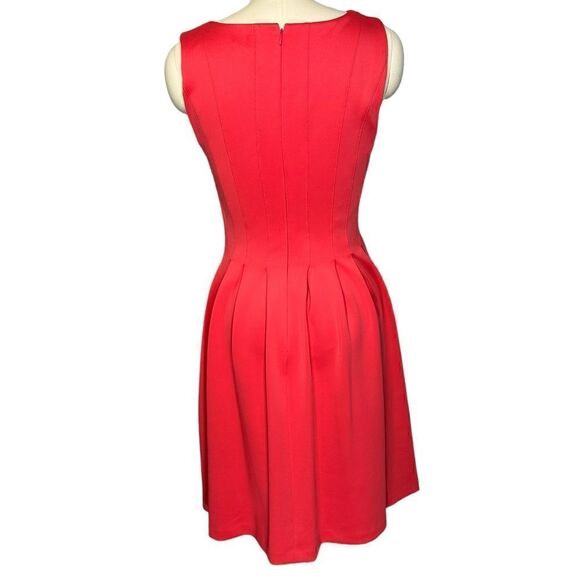 Calvin Klein Pink Fit and Flare Pleated Scuba Dress| Size 8 - Picture 4 of 8